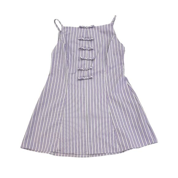 EXQUISE Dresses & Skirts - Anthropologie Exquise Freedom Mini Dress High Neck Sz MP Petite Lavender Striped